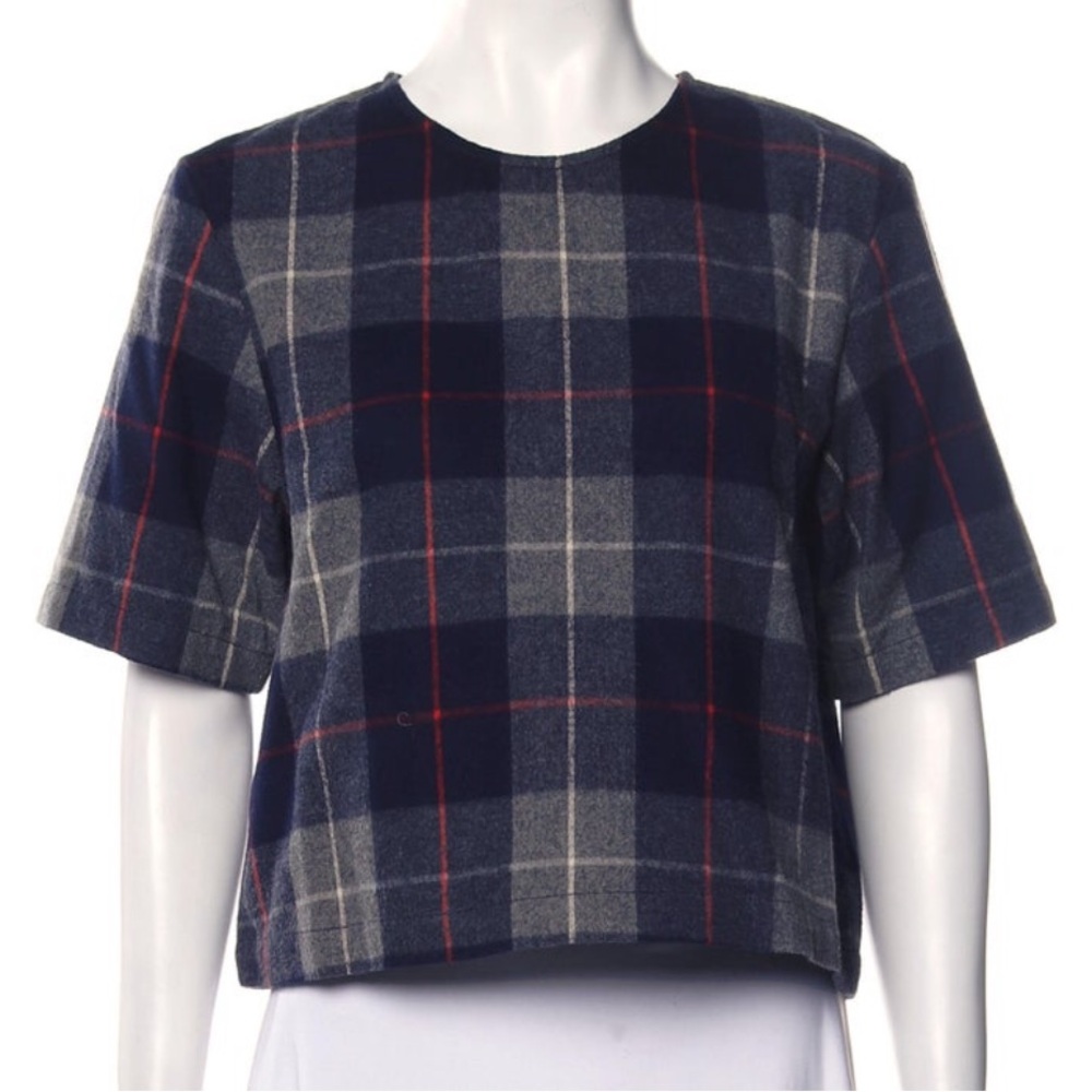 Rag & Bone Plaid Print Crew Neck Top